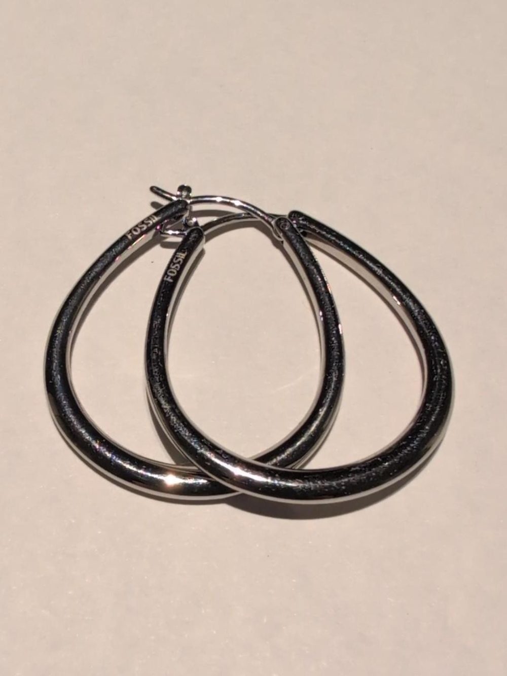 Fossil silver steel hoop earrings #earrings #jewelry